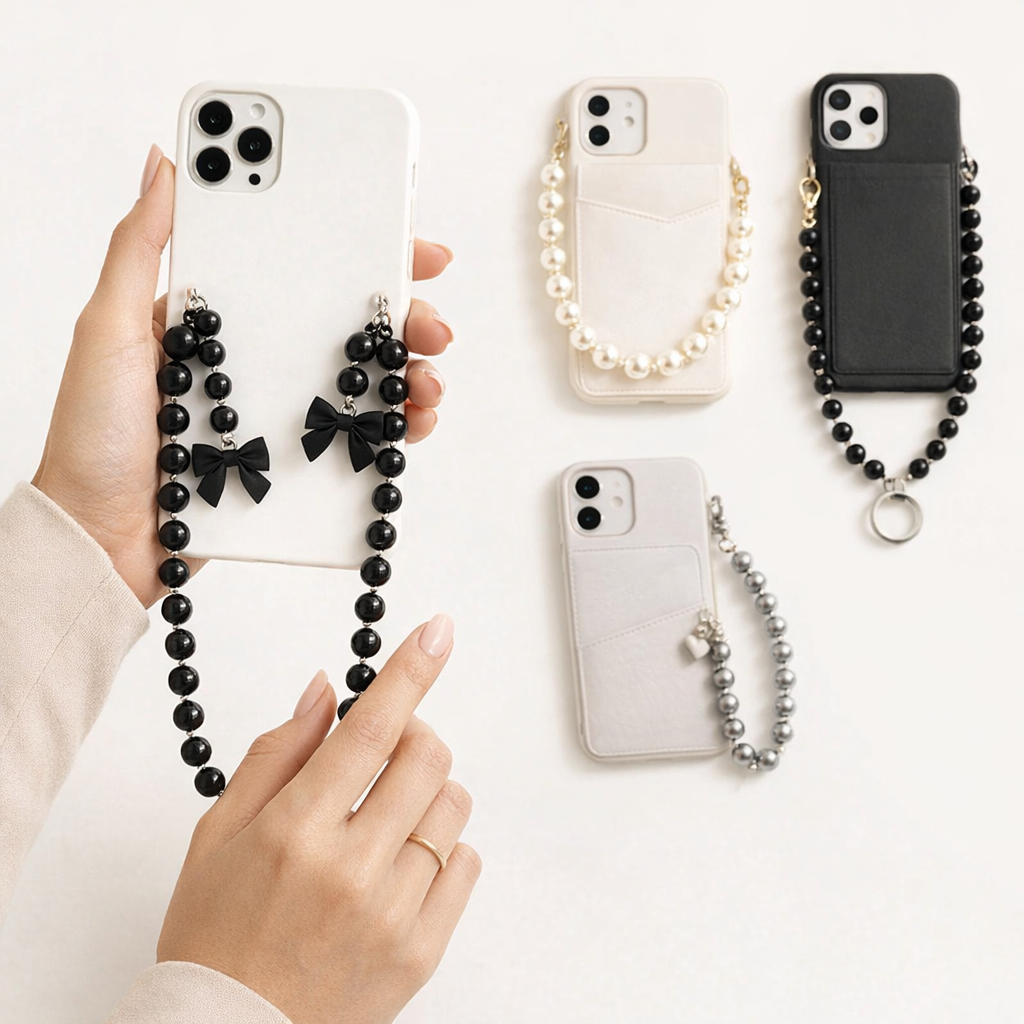 Beaded Phone Strap Bow Accent