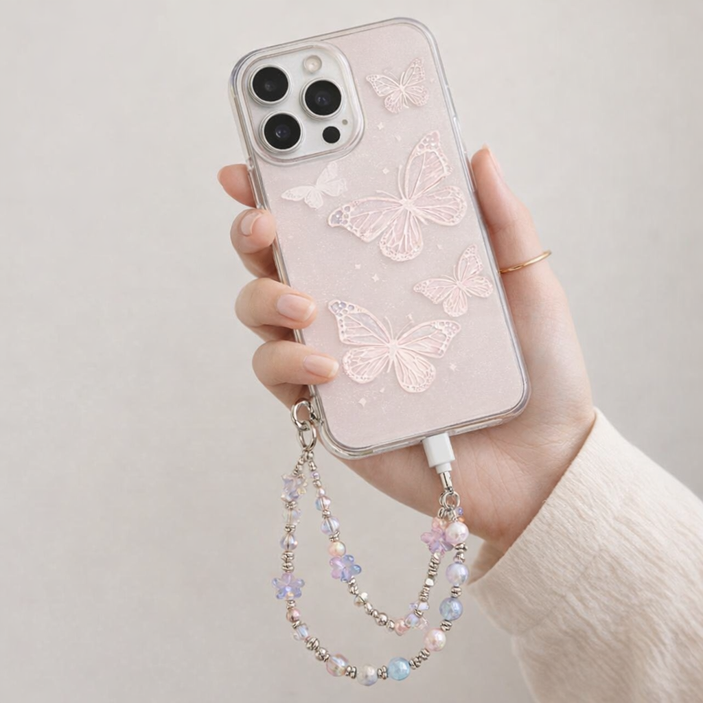 Crystal Phone Charm Floral Design
