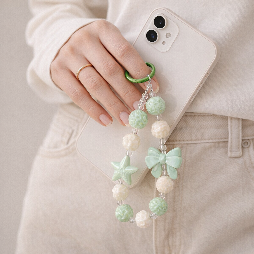 Beaded Phone Charm Round Beads