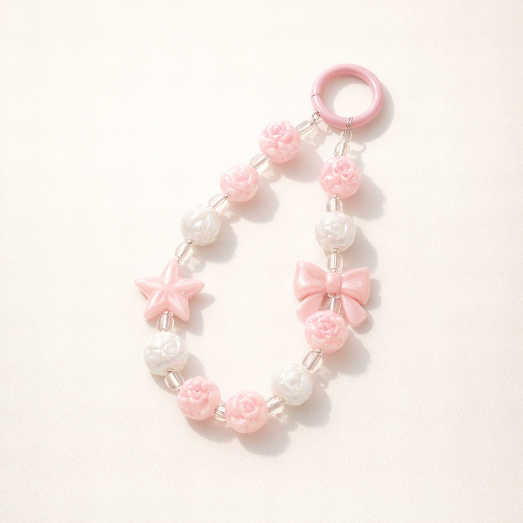 Beaded Phone Charm Round Beads
