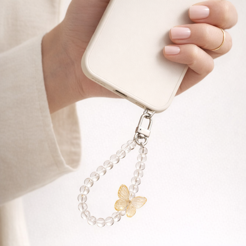 Crystal Phone Charm Butterfly Design