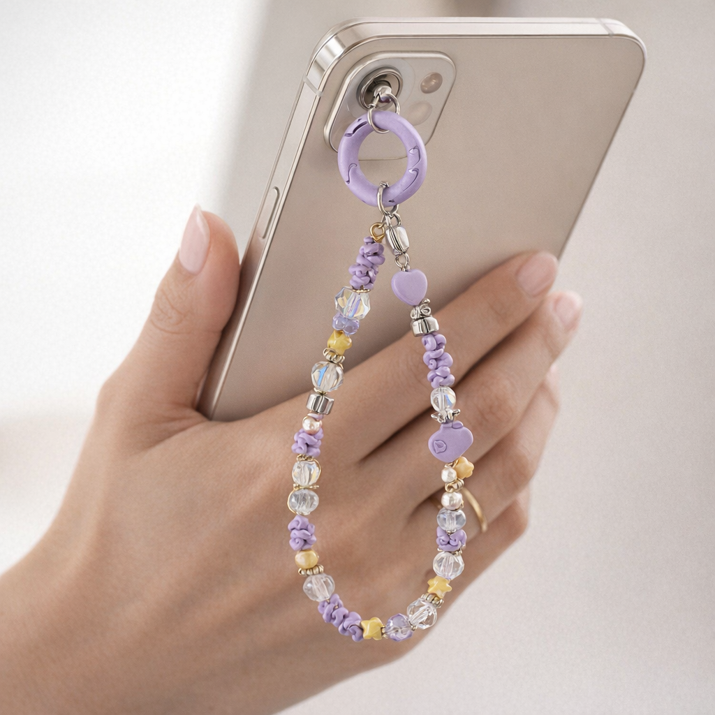 Metal Phone Strap Cartoon Cat Design