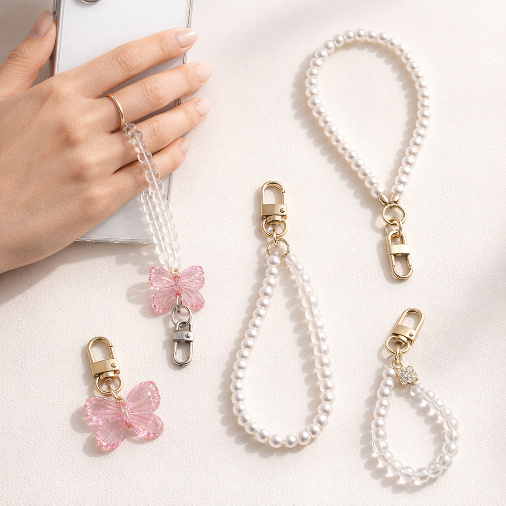 Crystal Phone Charm Butterfly Design