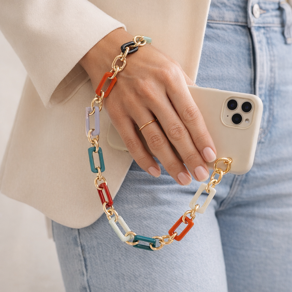 Acrylic Phone Strap Bold Square Design