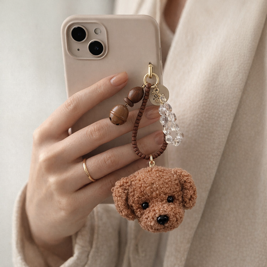 Plush Phone Charm Dog Pendant Design