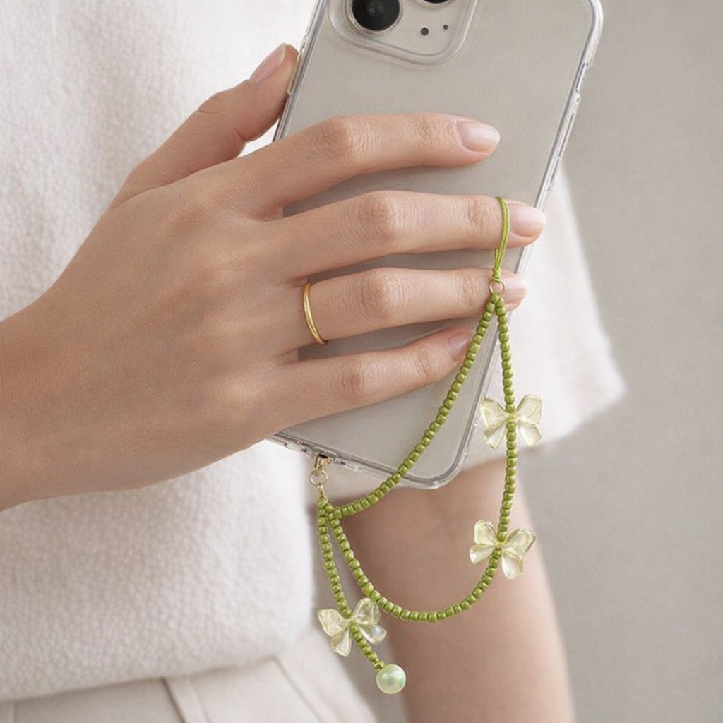 Beaded Phone Strap Bow Knot Design