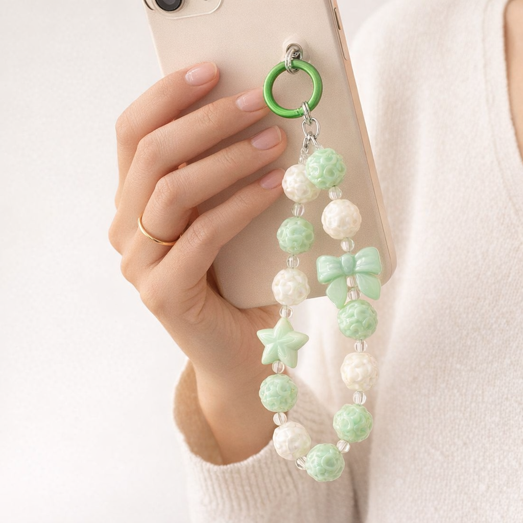 Beaded Phone Charm Round Beads