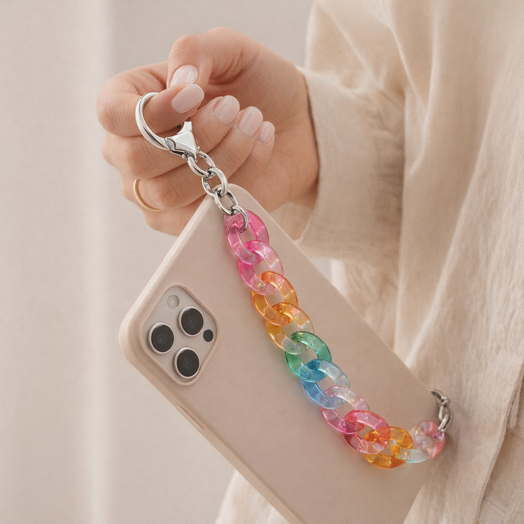 Acrylic Phone Charm Galvanised Finish