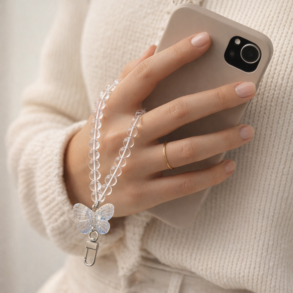 Crystal Phone Charm Butterfly Design
