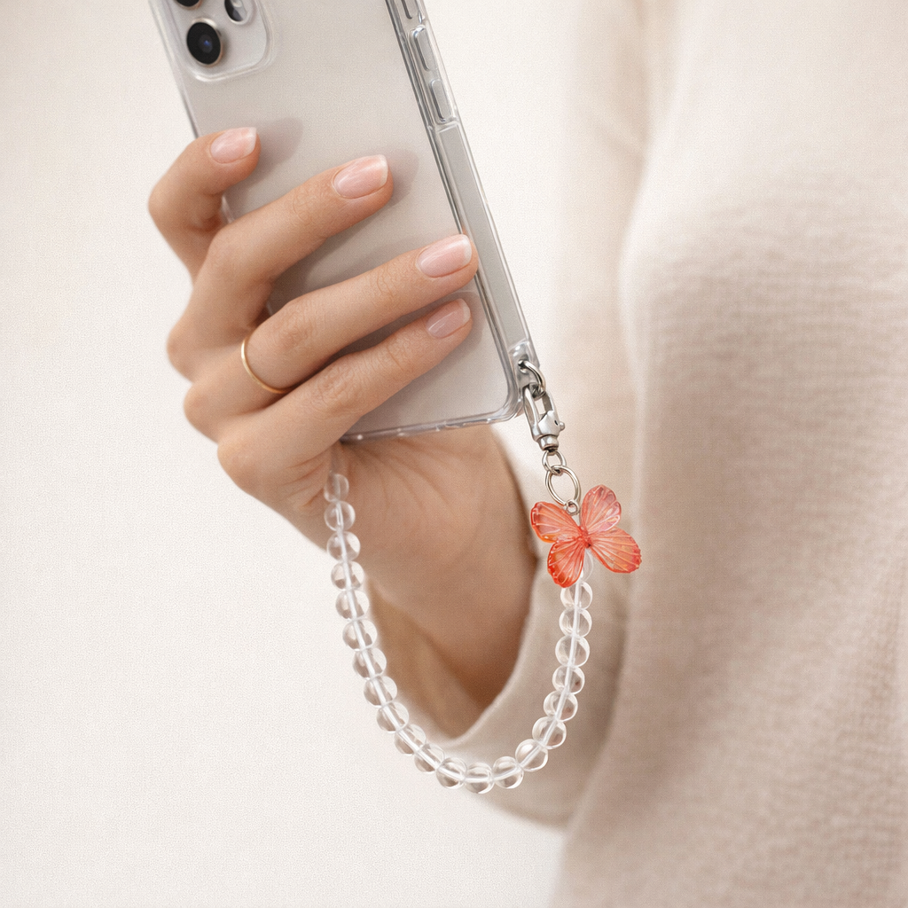 Crystal Phone Charm Butterfly Design