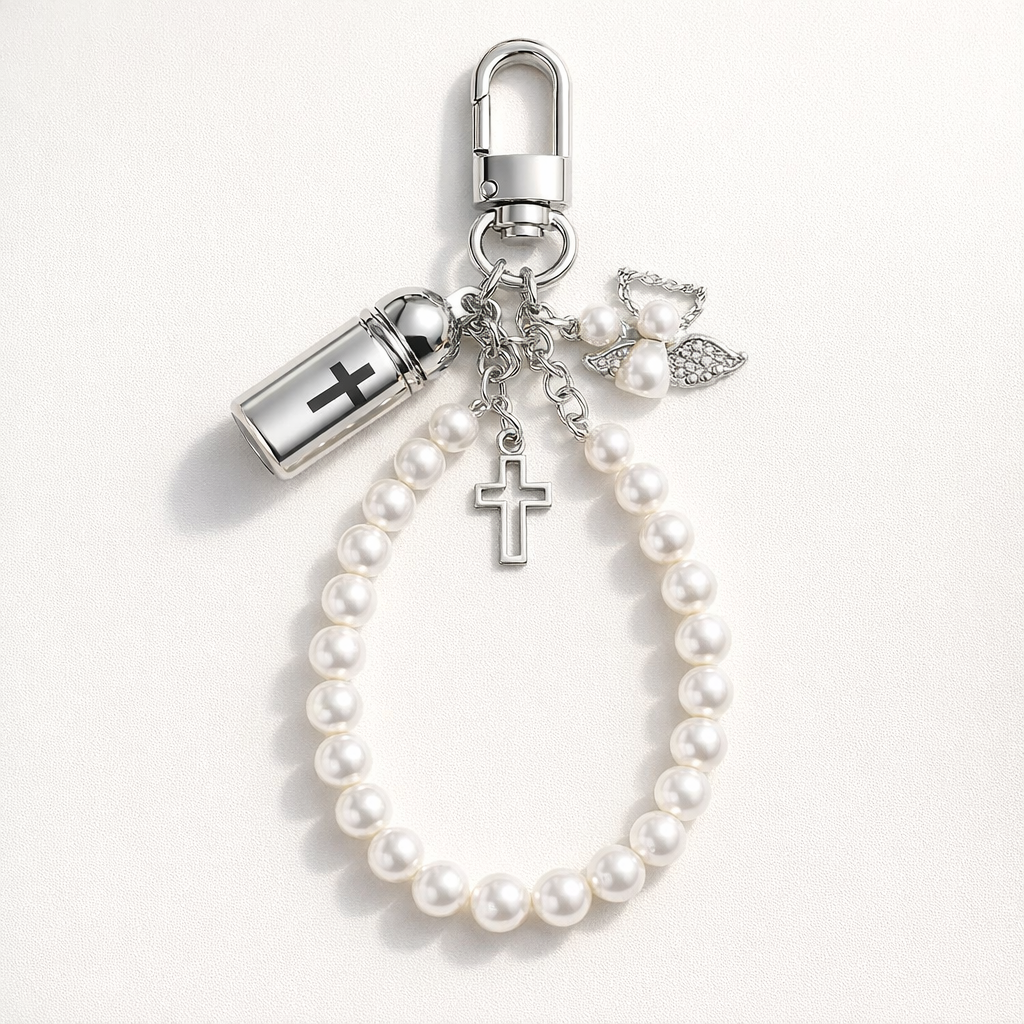 Pearl Phone Charm Angelic Cross