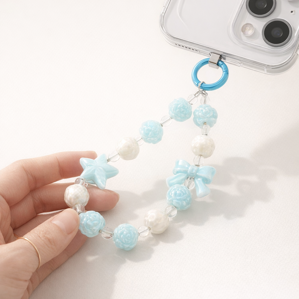 Beaded Phone Charm Round Beads