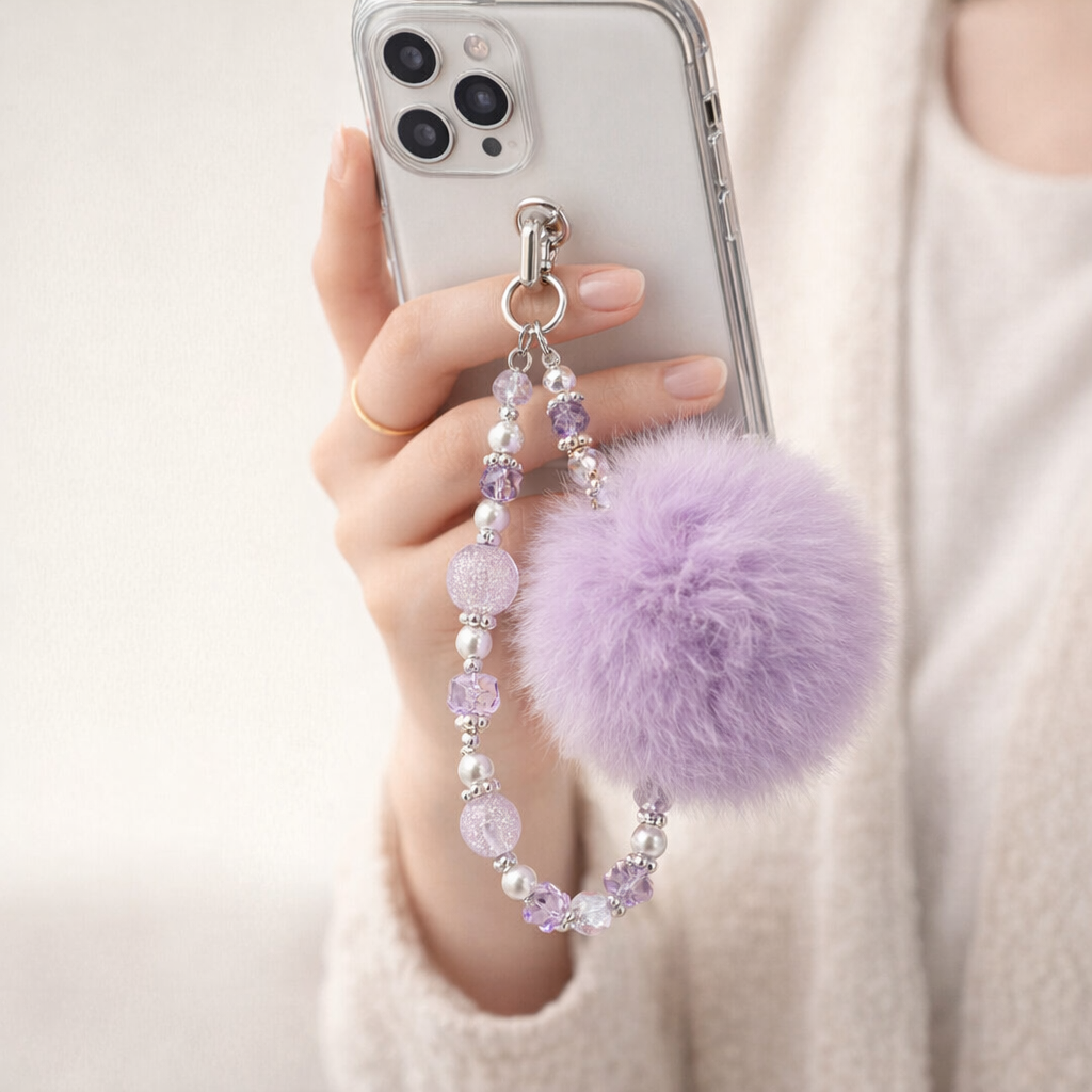 Crystal Phone Charm Faux Leather Accent