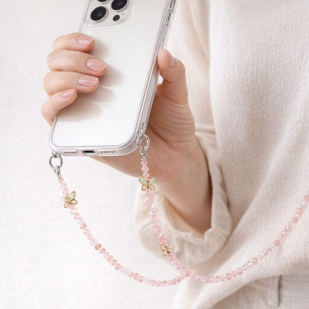 Metal Phone Strap Butterfly Elegance