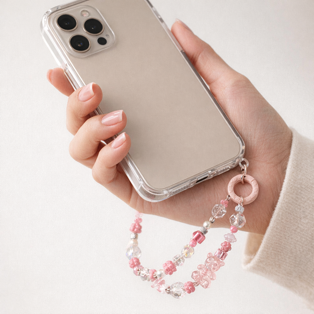 Metal Phone Strap Cartoon Cat Design