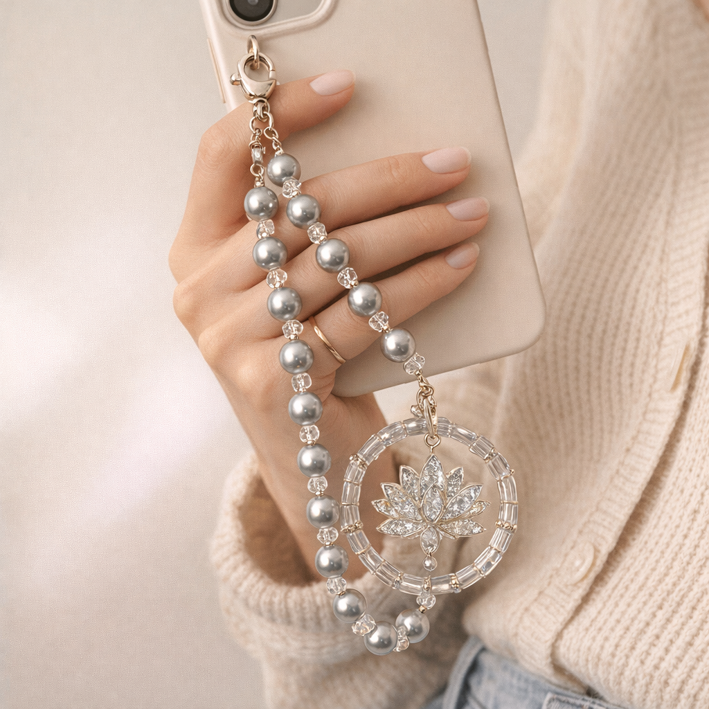 Pearl Phone Charm Lotus Fairy