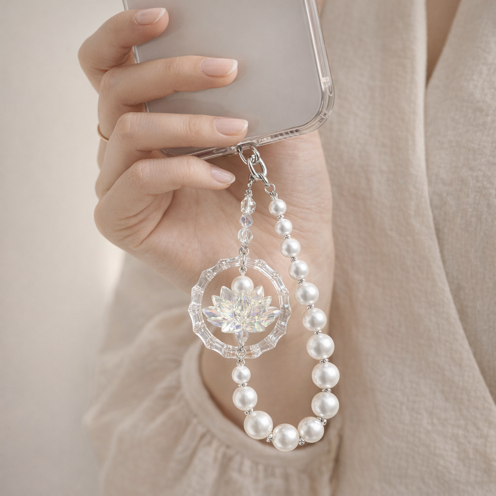 Pearl Phone Charm Lotus Fairy