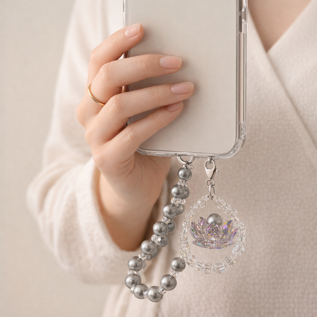 Pearl Phone Charm Lotus Fairy