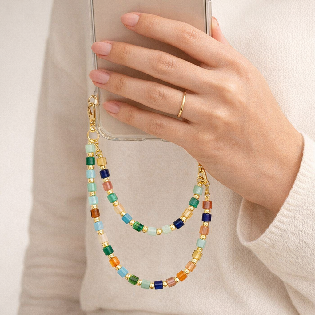 Beaded Phone charm Geometric Design