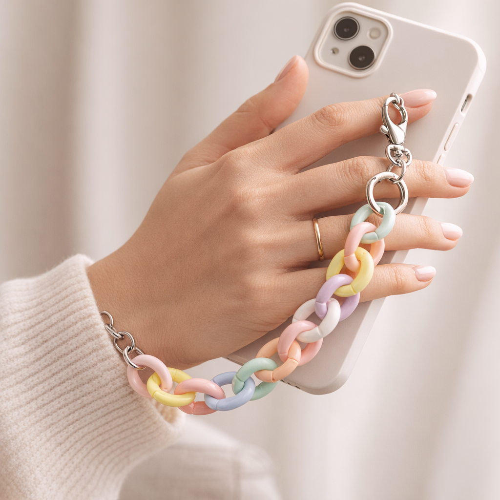 Acrylic Phone Charm Galvanised Finish