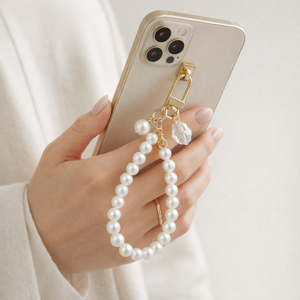 Pearl Phone Charm Coin Tag