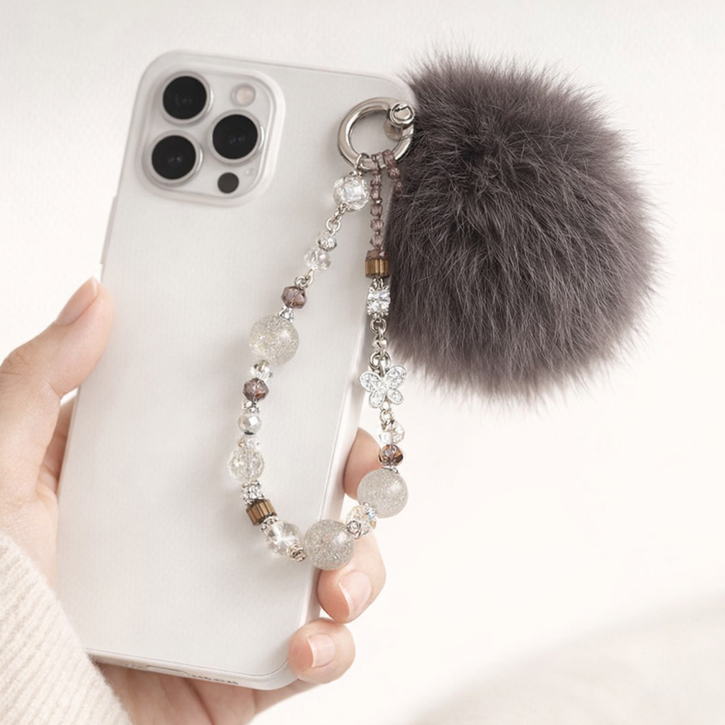 Crystal Phone Charm Faux Leather Accent