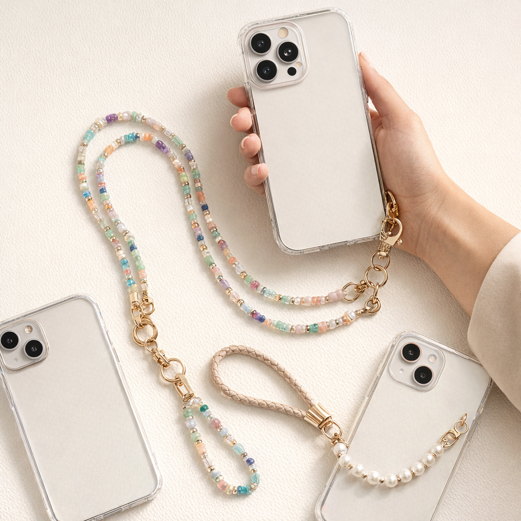 Beaded Phone Strap Crossed Gem