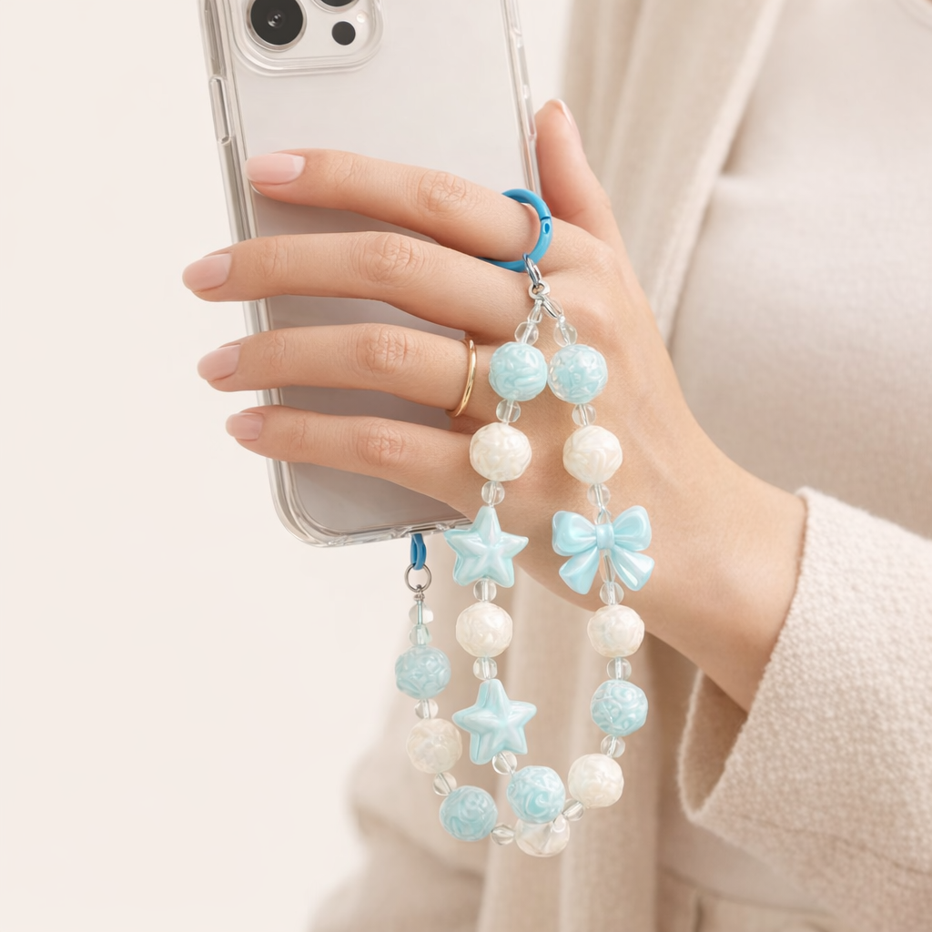 Beaded Phone Charm Round Beads