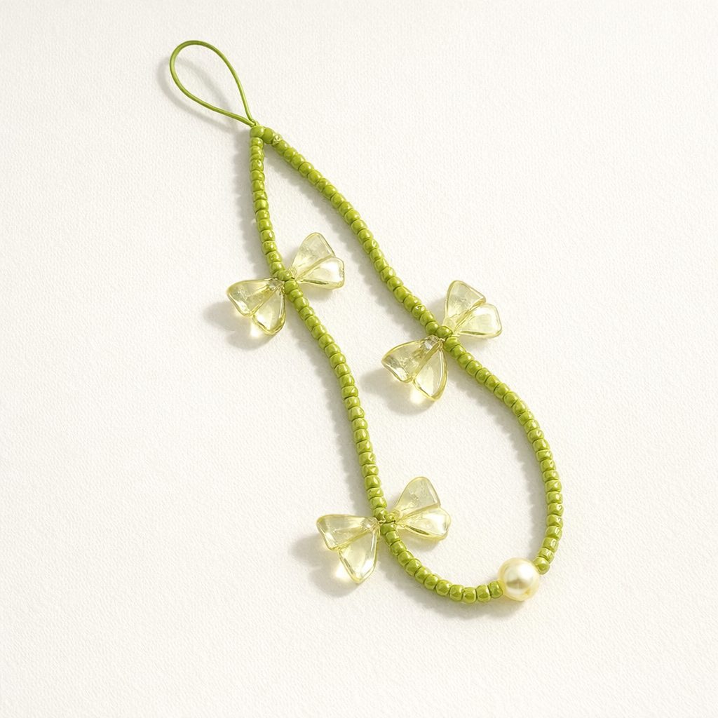 Beaded Phone Strap Bow Knot Design