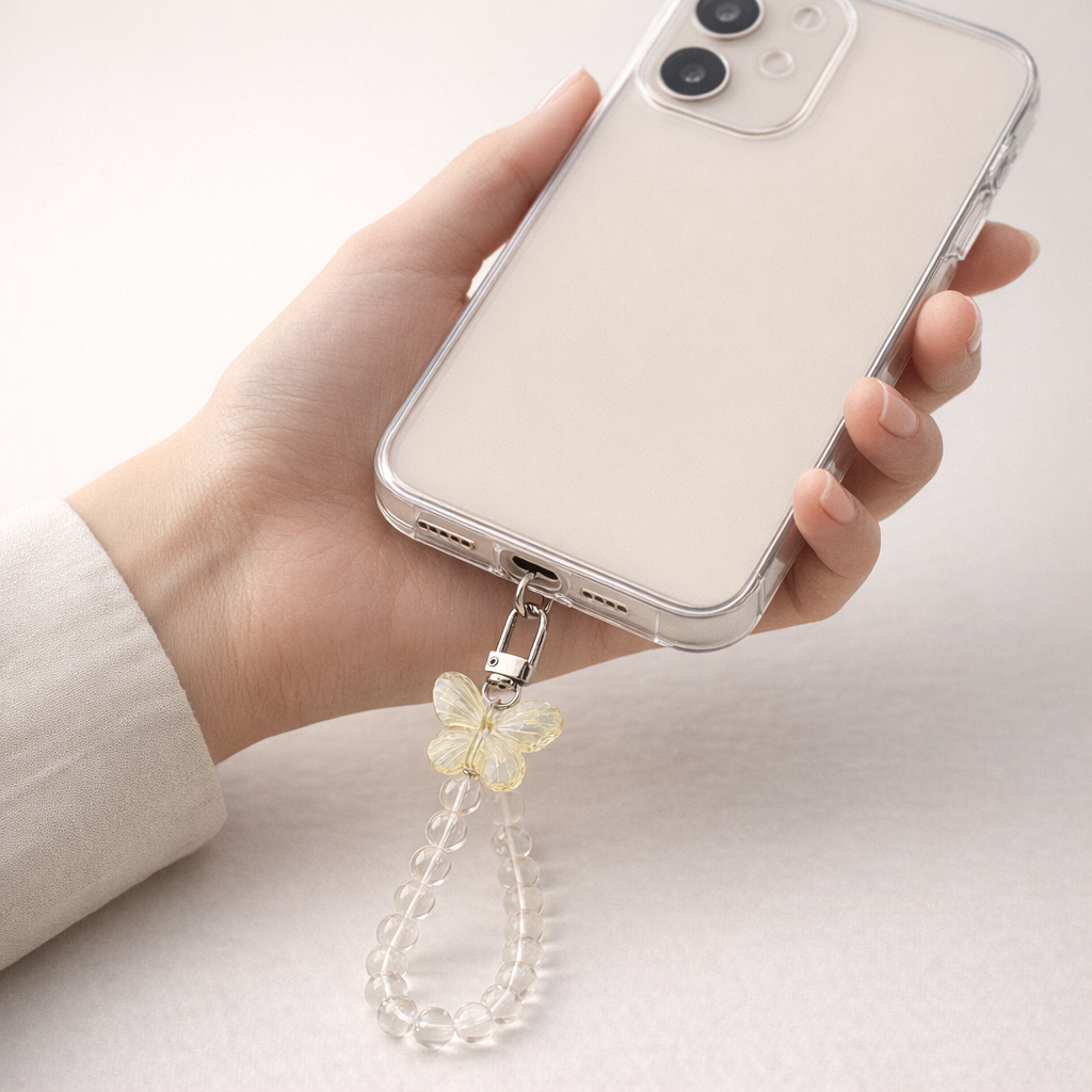 Crystal Phone Charm Butterfly Design