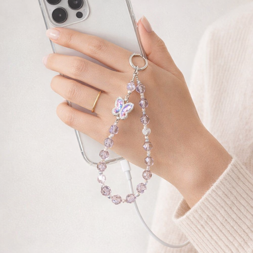 Crystal Phone Charm St Short Butterfly Design