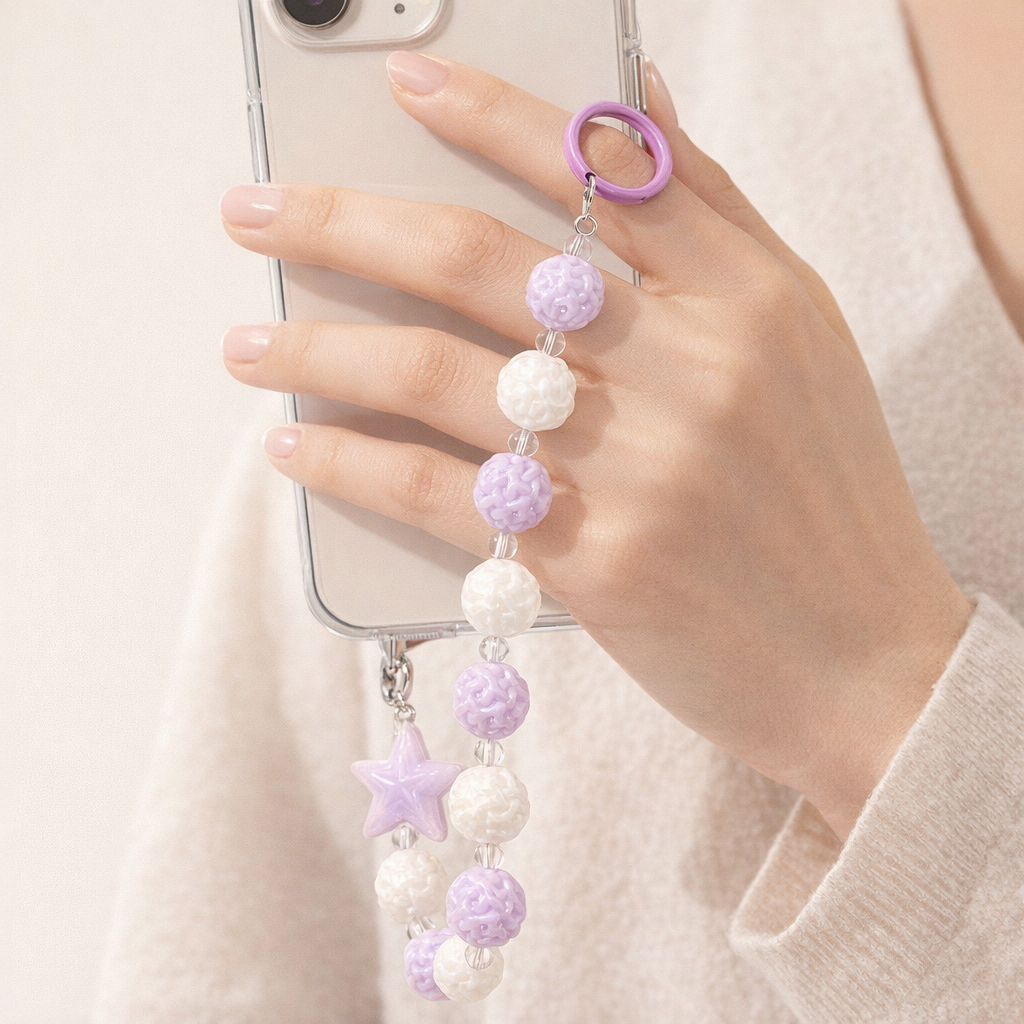 Beaded Phone Charm Round Beads