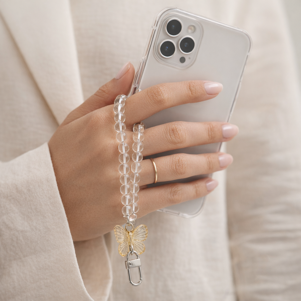 Crystal Phone Charm Butterfly Design