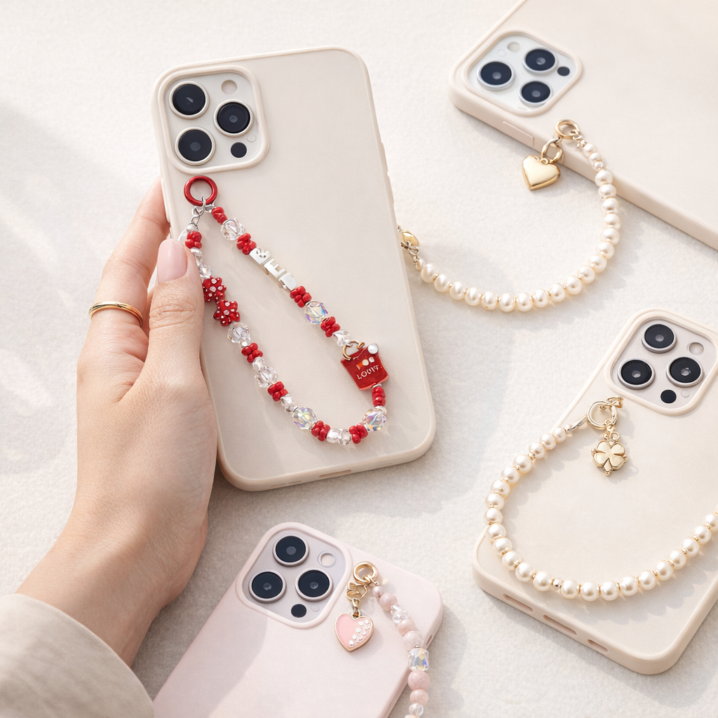 Metal Phone Strap Cartoon Cat Design