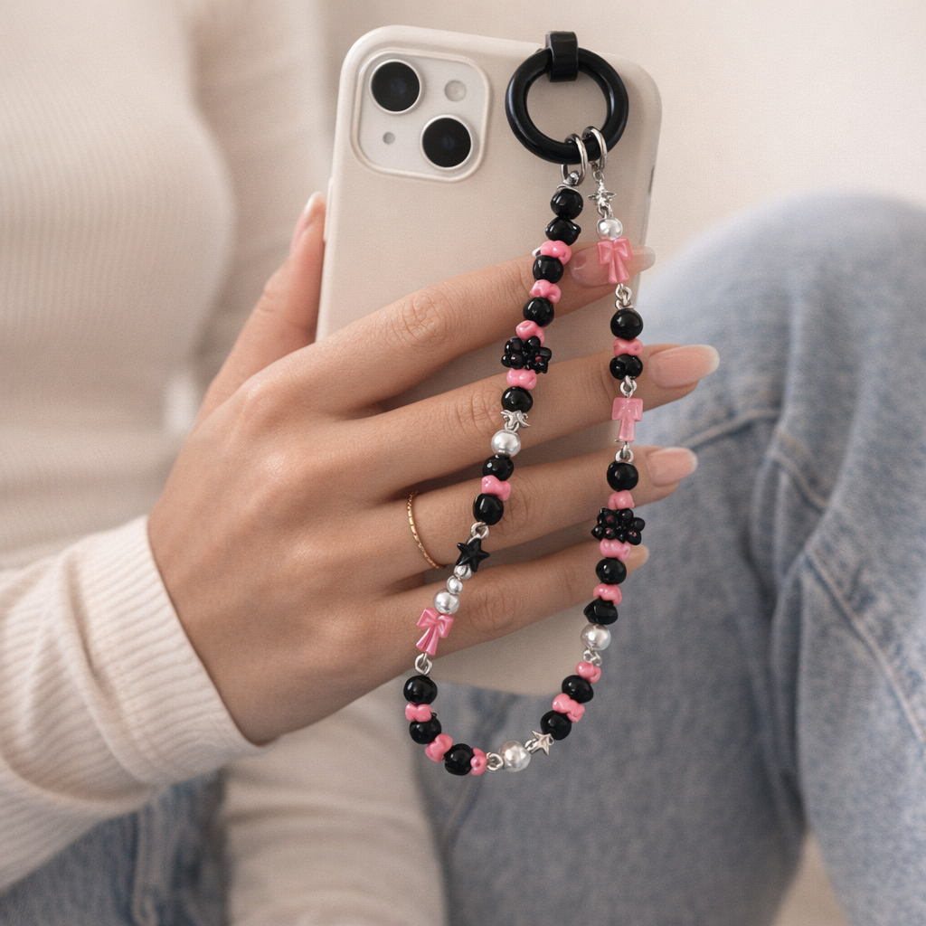 Metal Phone Strap Cartoon Cat Design