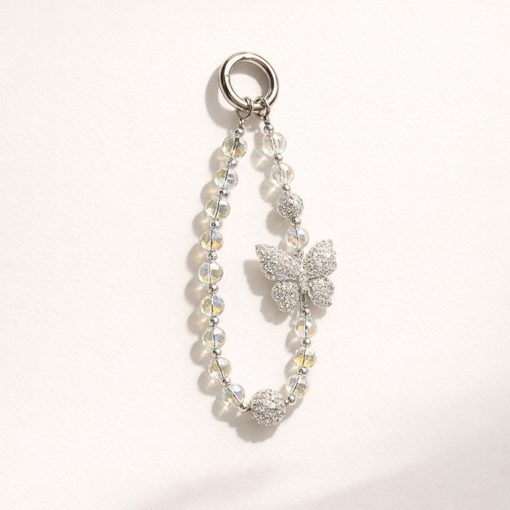 Beaded Phone Charm Butterfly Design