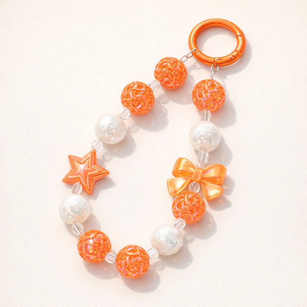 Beaded Phone Charm Round Beads