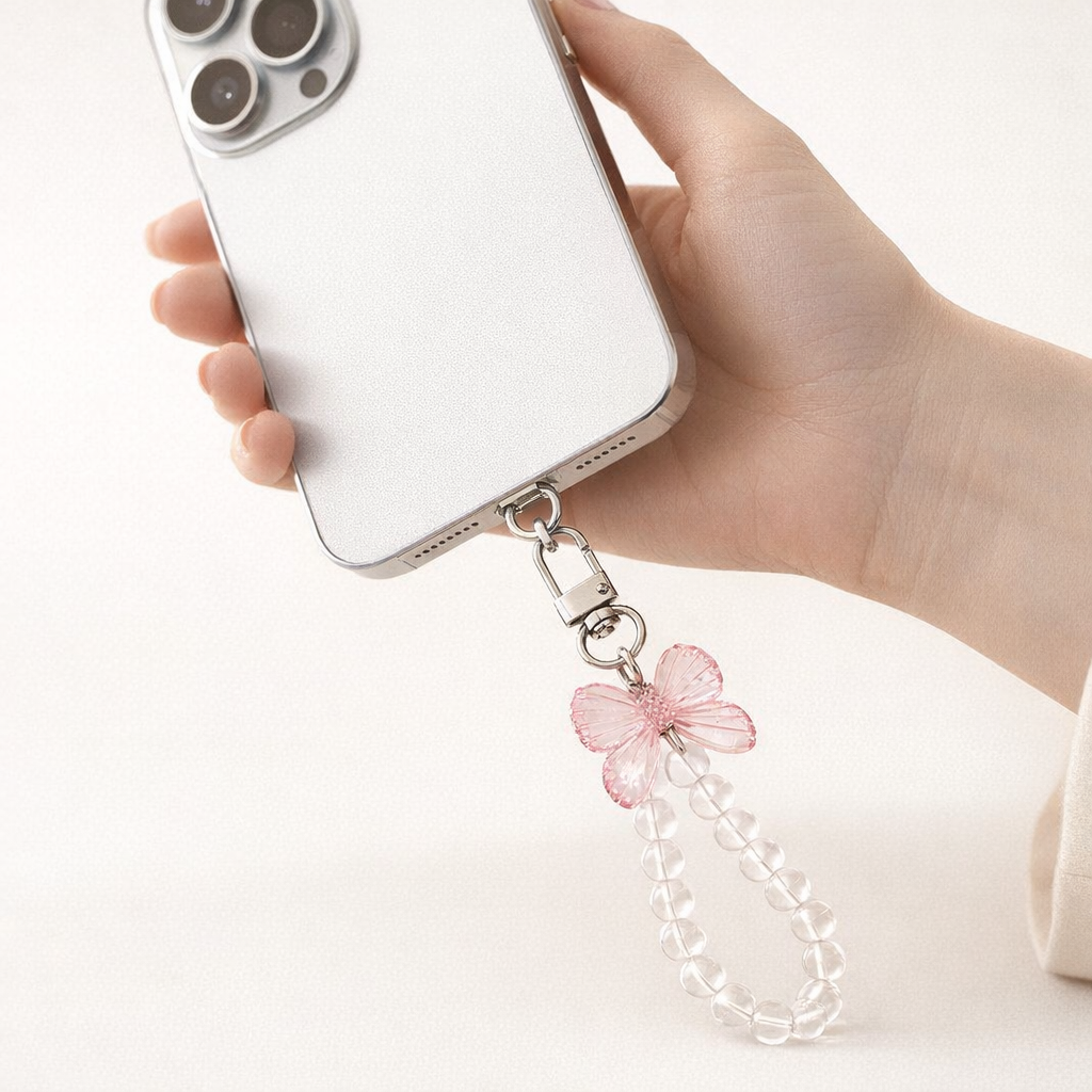 Crystal Phone Charm Butterfly Design