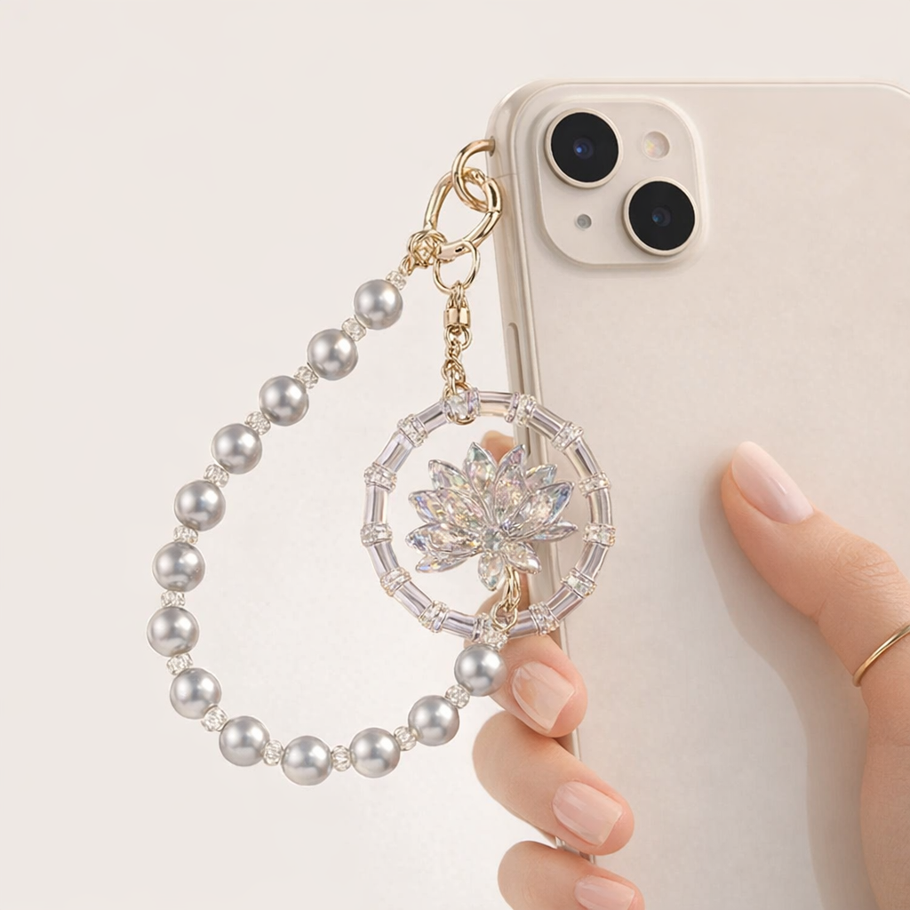 Pearl Phone Charm Lotus Fairy