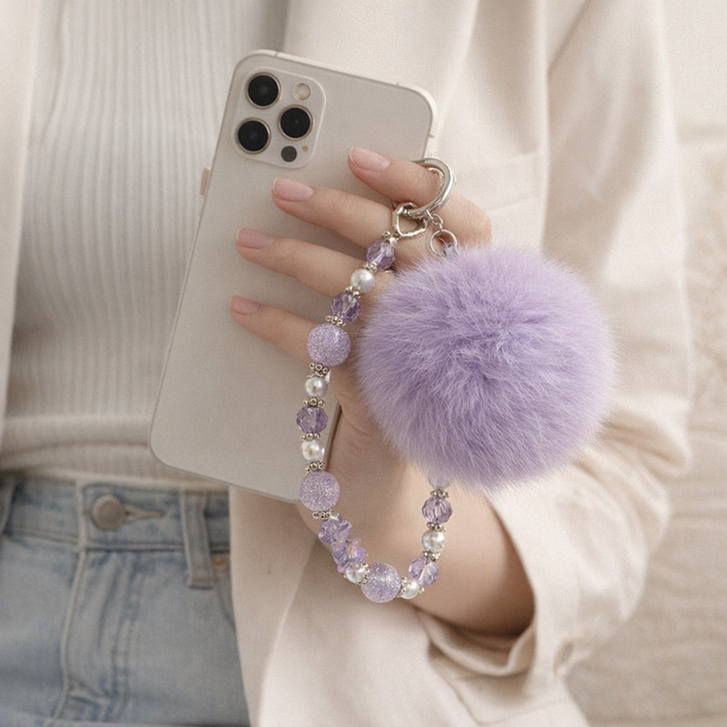 Crystal Phone Charm Faux Leather Accent