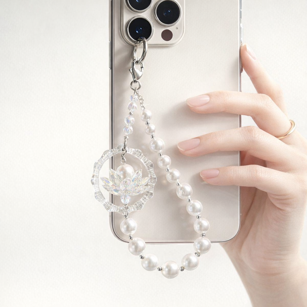 Pearl Phone Charm Lotus Fairy