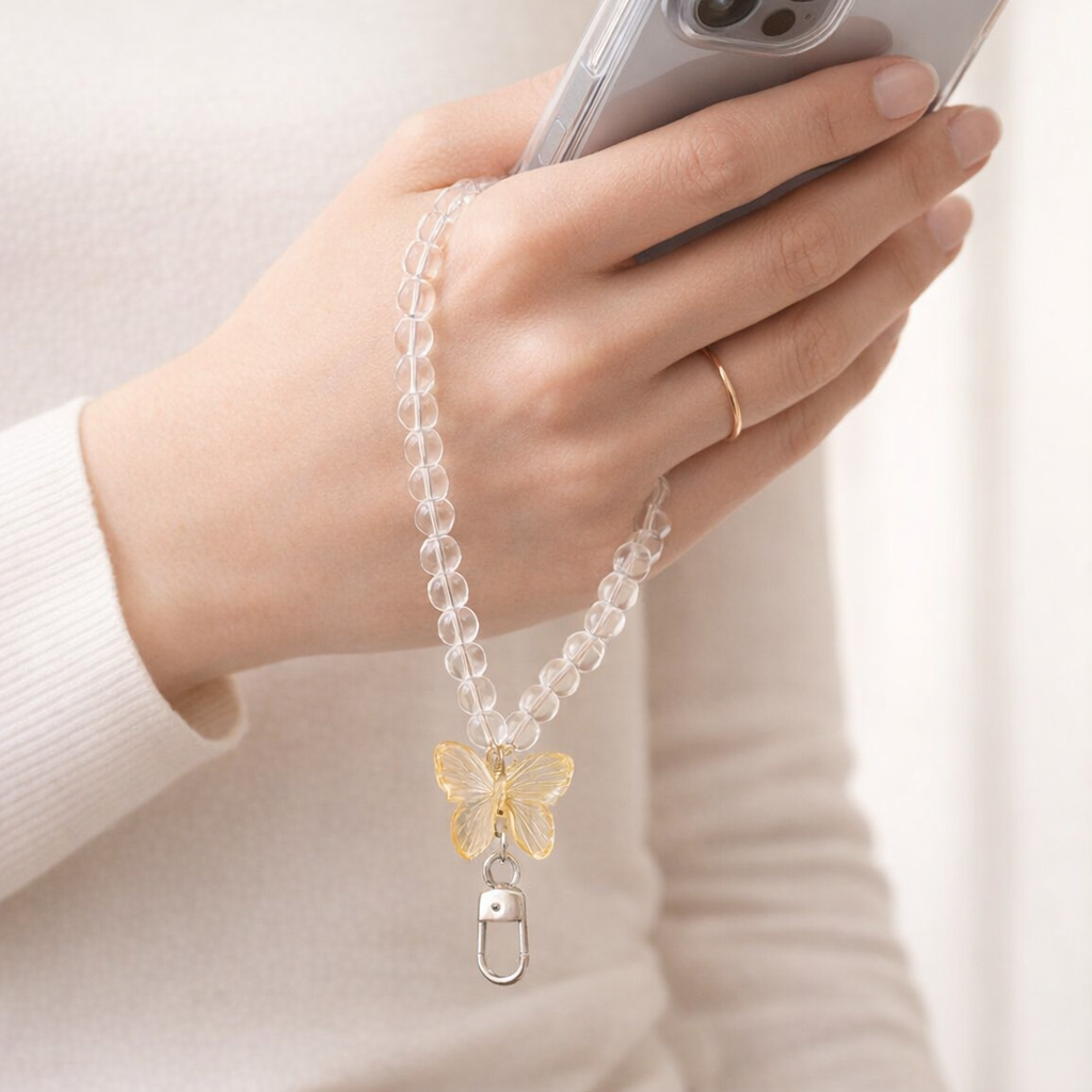 Crystal Phone Charm Butterfly Design