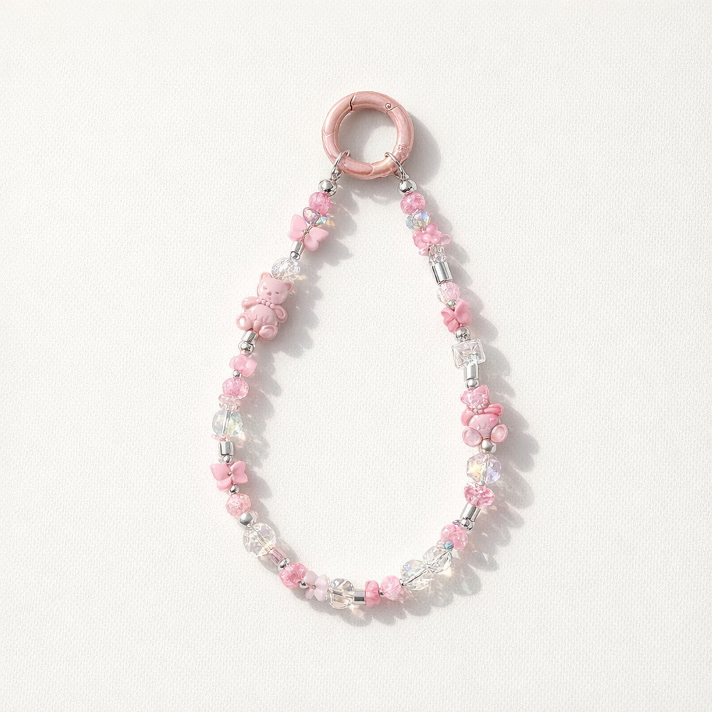 Metal Phone Strap Cartoon Cat Design