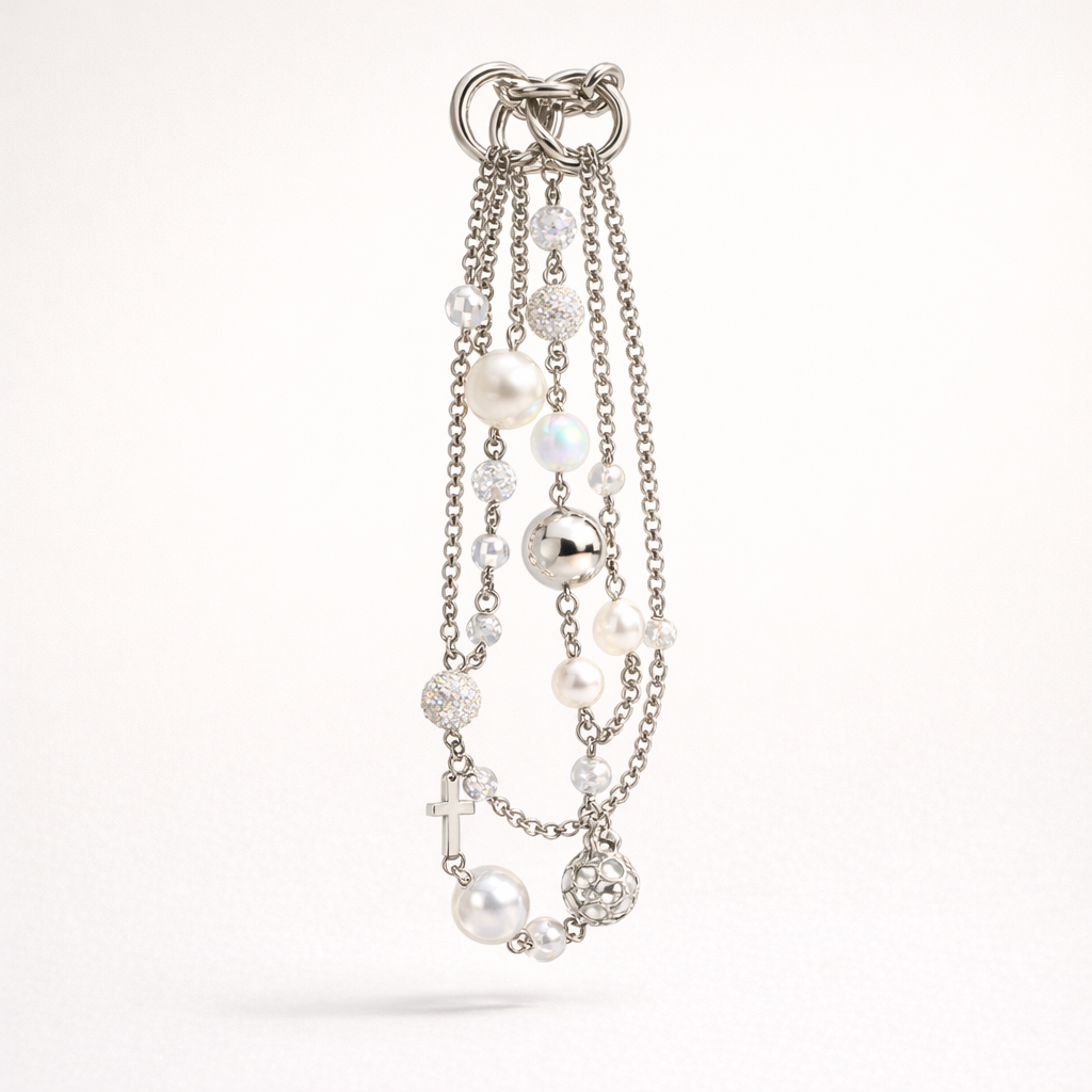 Crystal Phone Charm Double Bead Design