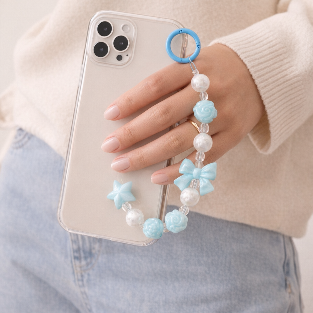 Beaded Phone Charm Round Beads